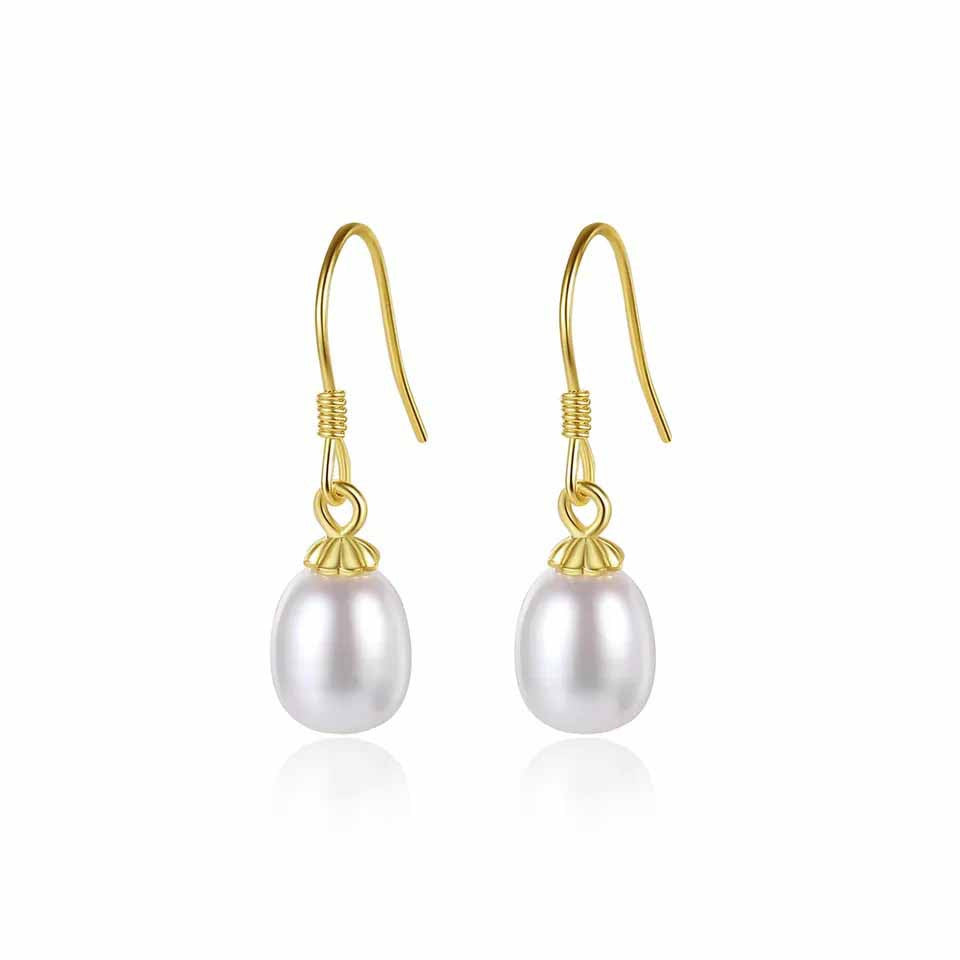 Cercei Din Argint 925 cu Perla Gold 1.9g