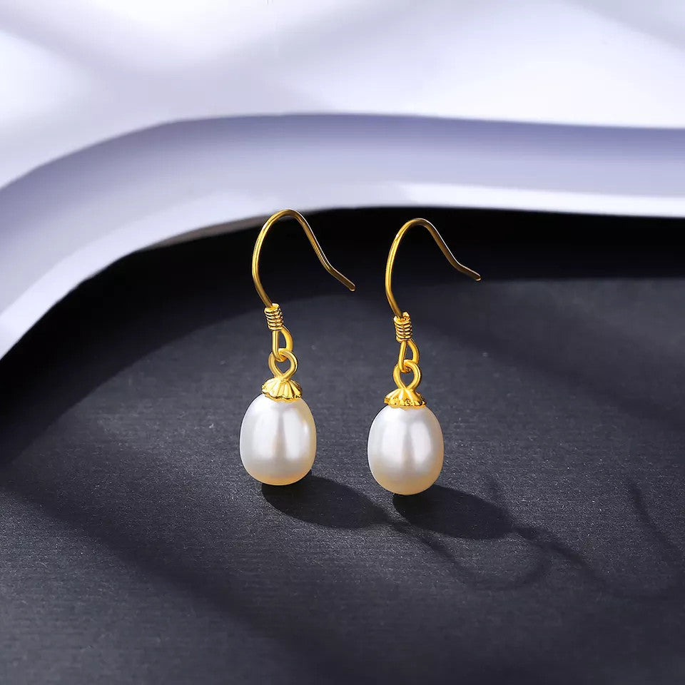 Cercei Din Argint 925 cu Perla Gold 1.9g