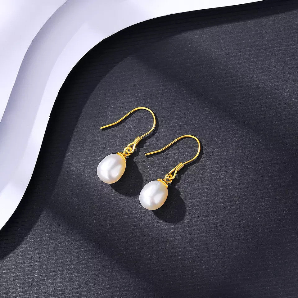 Cercei Din Argint 925 cu Perla Gold 1.9g