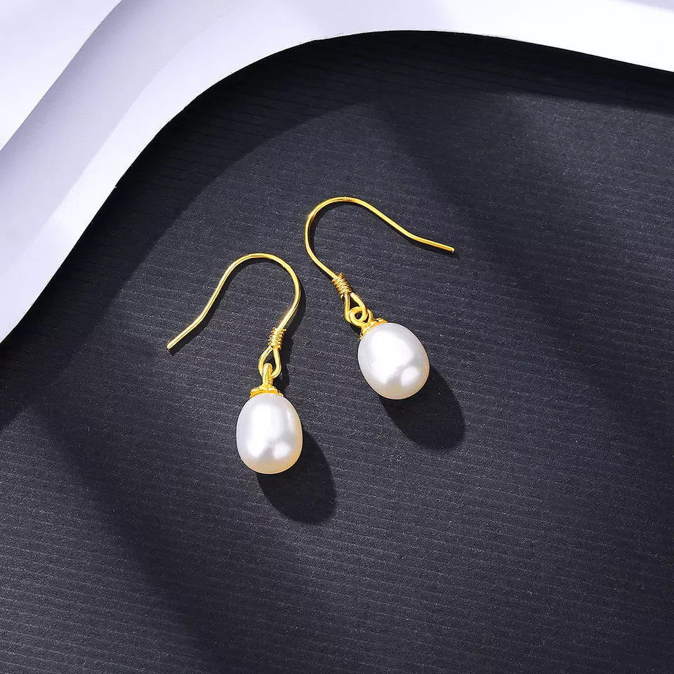 Cercei Din Argint 925 cu Perla Gold 1.9g