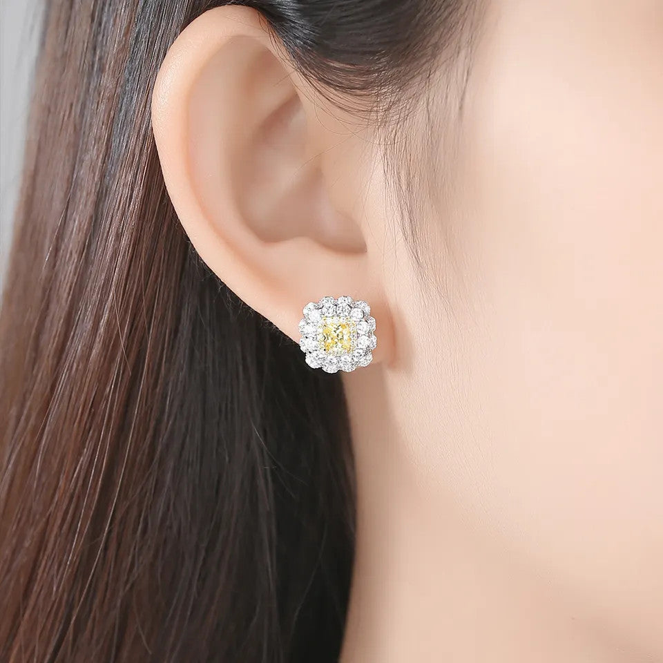 Cercei din Argint 925 cu piatra Galbena 1.2g