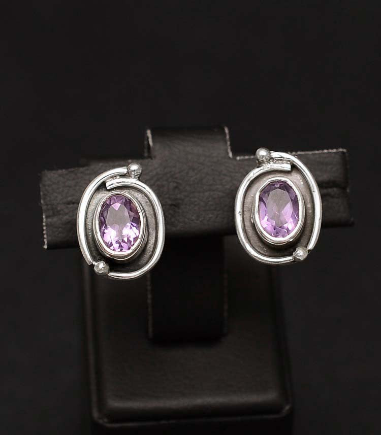 Cercei Din Argint 925 Cu Zirconiu Mov-Ametist 2.8g