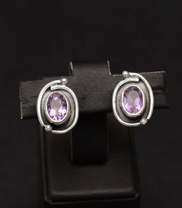 Cercei Din Argint 925 Cu Zirconiu Mov-Ametist 2.8g