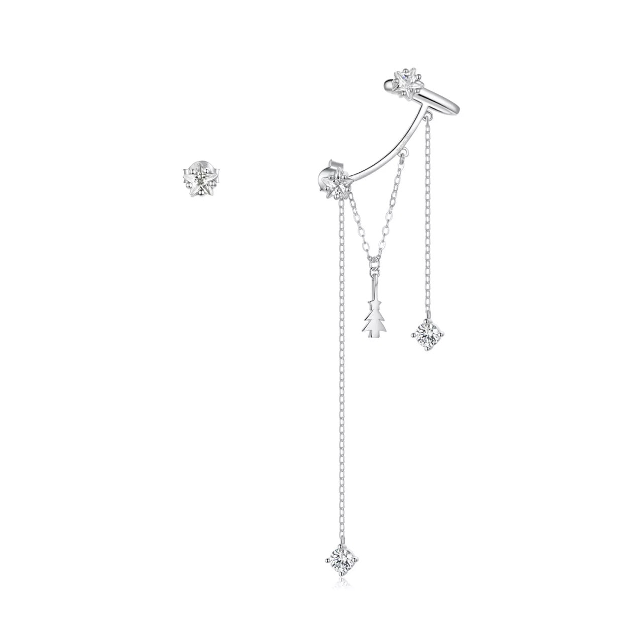 Cercei din argint Cuff Beautiful Winter Tree, Argint 925, Pentru Femei