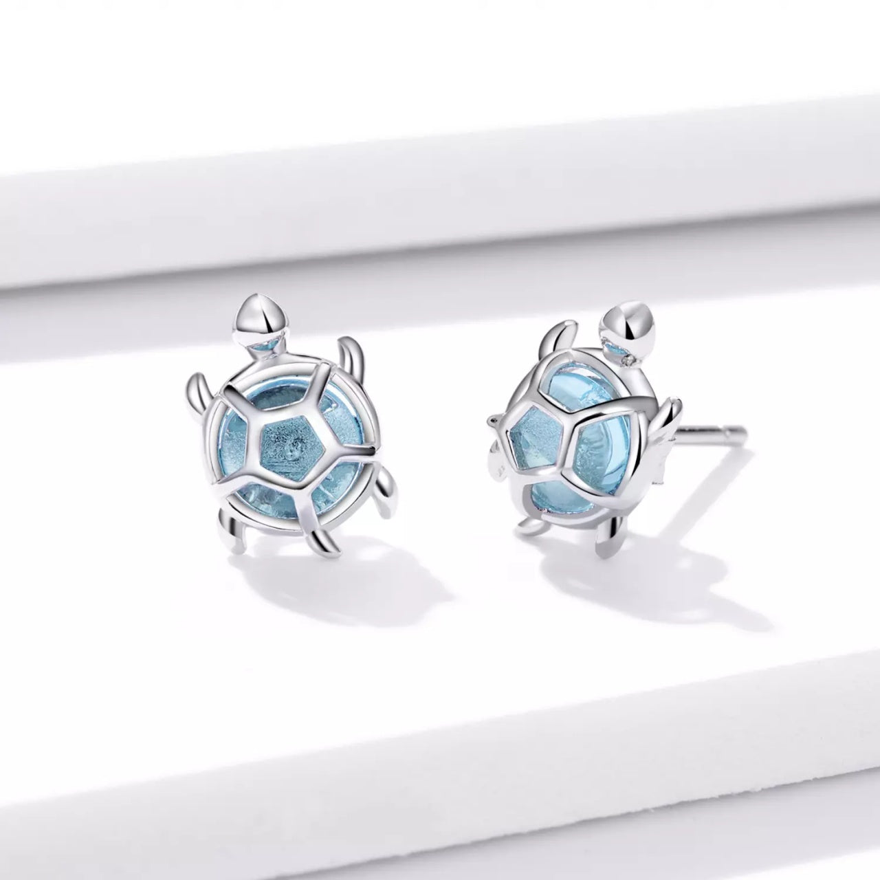 Cercei din argint Cute Blue Turtles, Argint 925, Pentru Femei