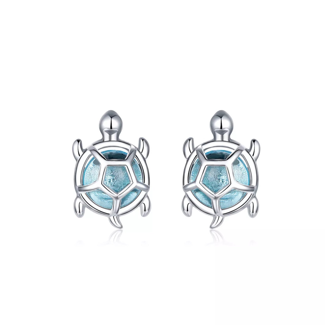 Cercei din argint Cute Blue Turtles, Argint 925, Pentru Femei