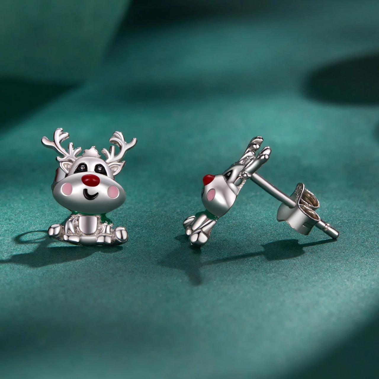 Cercei din argint Cute Reindeer, Argint 925, Pentru Femei