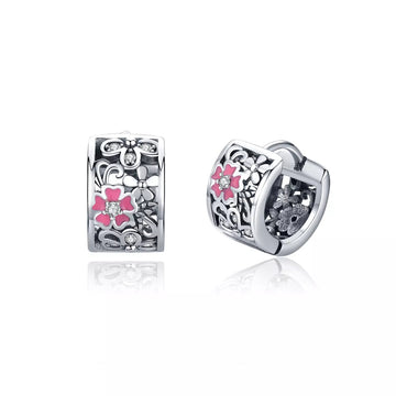 Cercei din argint Daisy Flower Hoops, Argint 925, Pentru Femei