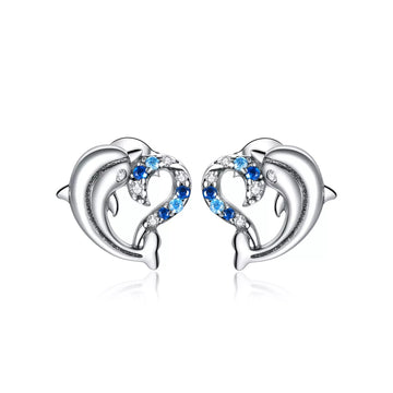Cercei din argint Dolphin Love, Argint 925, Pentru Femei