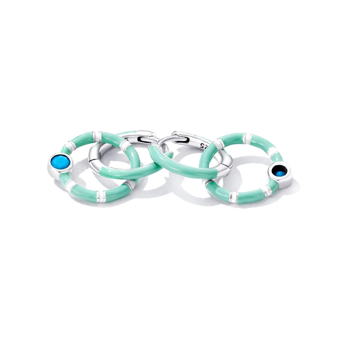 Cercei din argint Double Circle, Argint 925, Pentru Femei