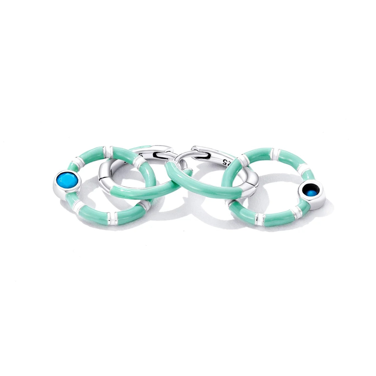 Cercei din argint Double Circle, Argint 925, Pentru Femei