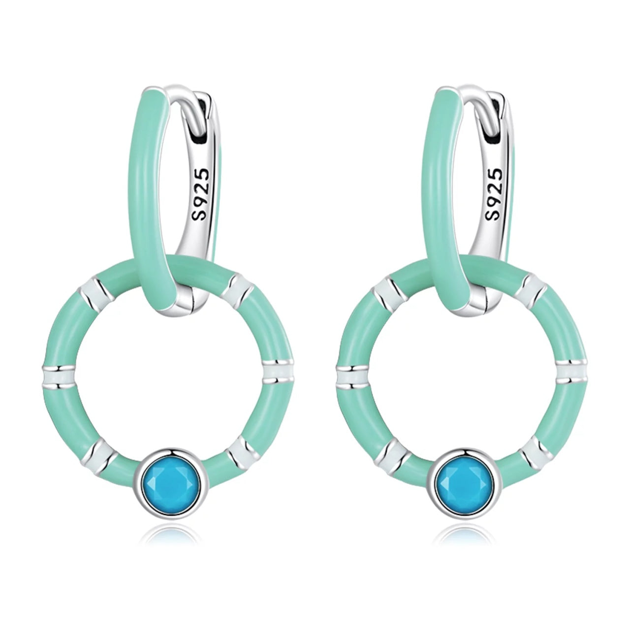 Cercei din argint Double Circle, Argint 925, Pentru Femei