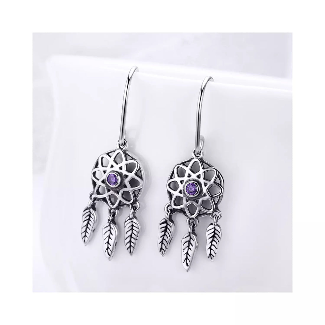 Cercei din argint Dream Catcher purple, Argint 925, Pentru Femei