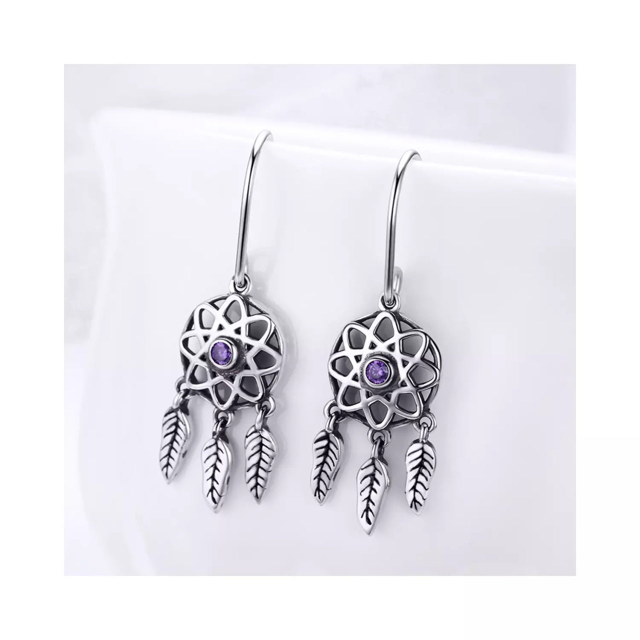 Cercei din argint Dream Catcher purple, Argint 925, Pentru Femei