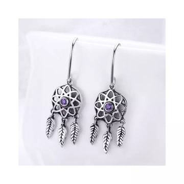 Cercei din argint Dream Catcher purple, Argint 925, Pentru Femei