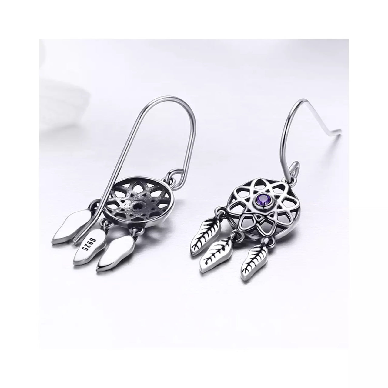 Cercei din argint Dream Catcher purple, Argint 925, Pentru Femei
