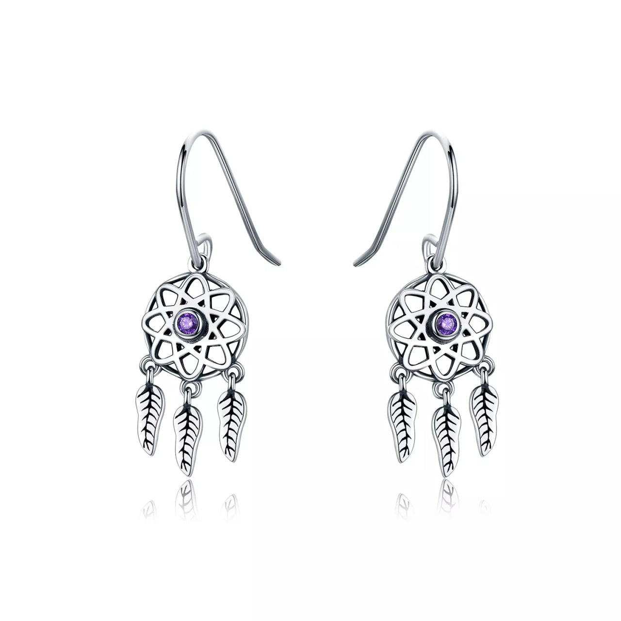 Cercei din argint Dream Catcher purple, Argint 925, Pentru Femei
