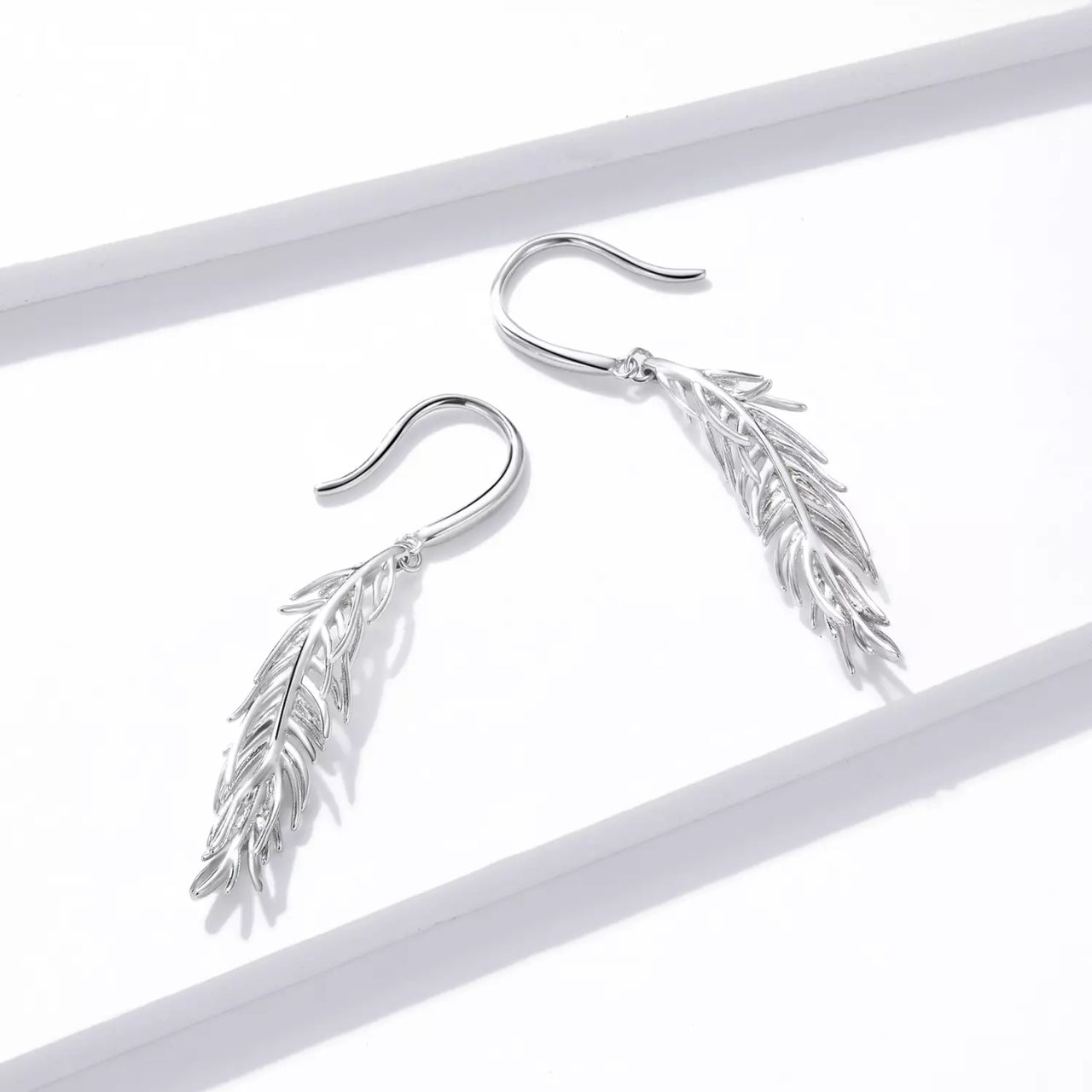 Cercei din argint Drop Feathers, Argint 925, Pentru Femei
