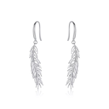 Cercei din argint Drop Feathers, Argint 925, Pentru Femei