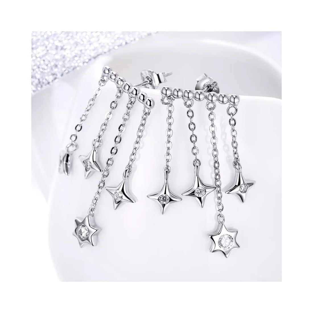 Cercei din argint Dropping Stars, Argint 925, Pentru Femei 3.70g
