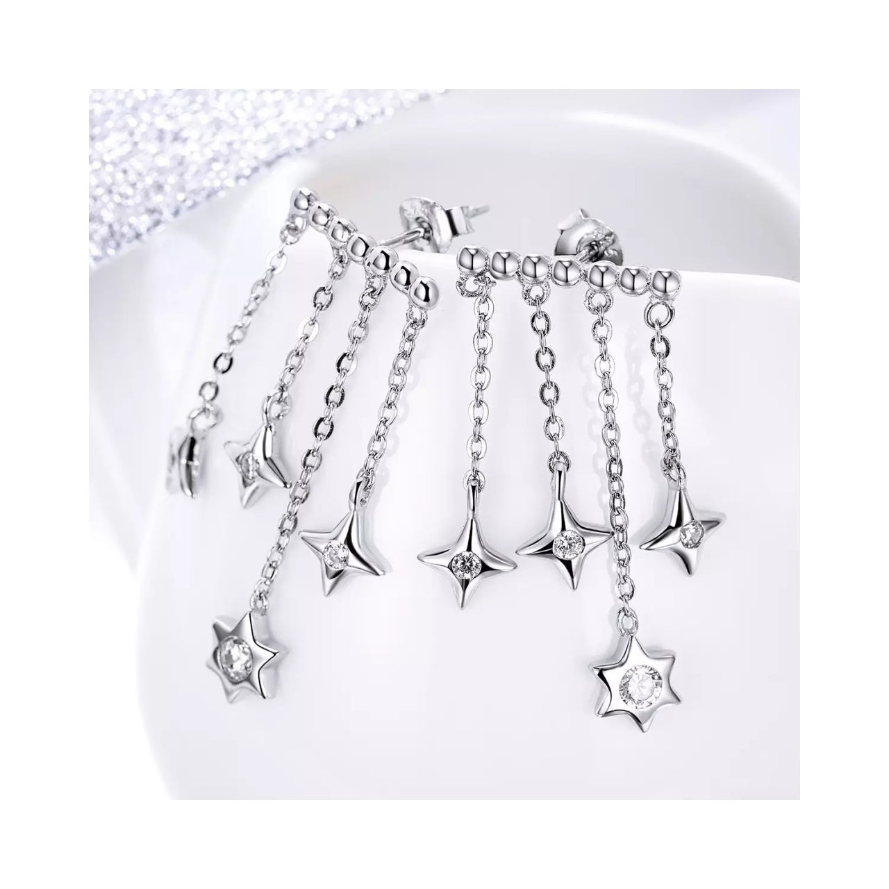 Cercei din argint Dropping Stars, Argint 925, Pentru Femei 3.70g