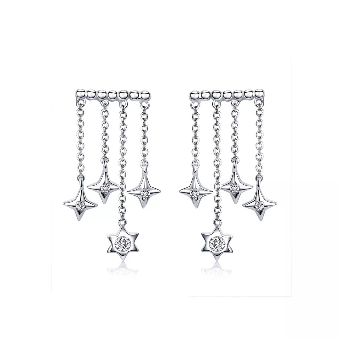 Cercei din argint Dropping Stars, Argint 925, Pentru Femei 3.70g