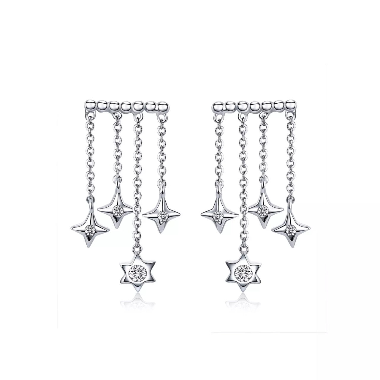 Cercei din argint Dropping Stars, Argint 925, Pentru Femei 3.70g