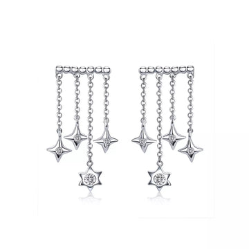 Cercei din argint Dropping Stars, Argint 925, Pentru Femei 3.70g