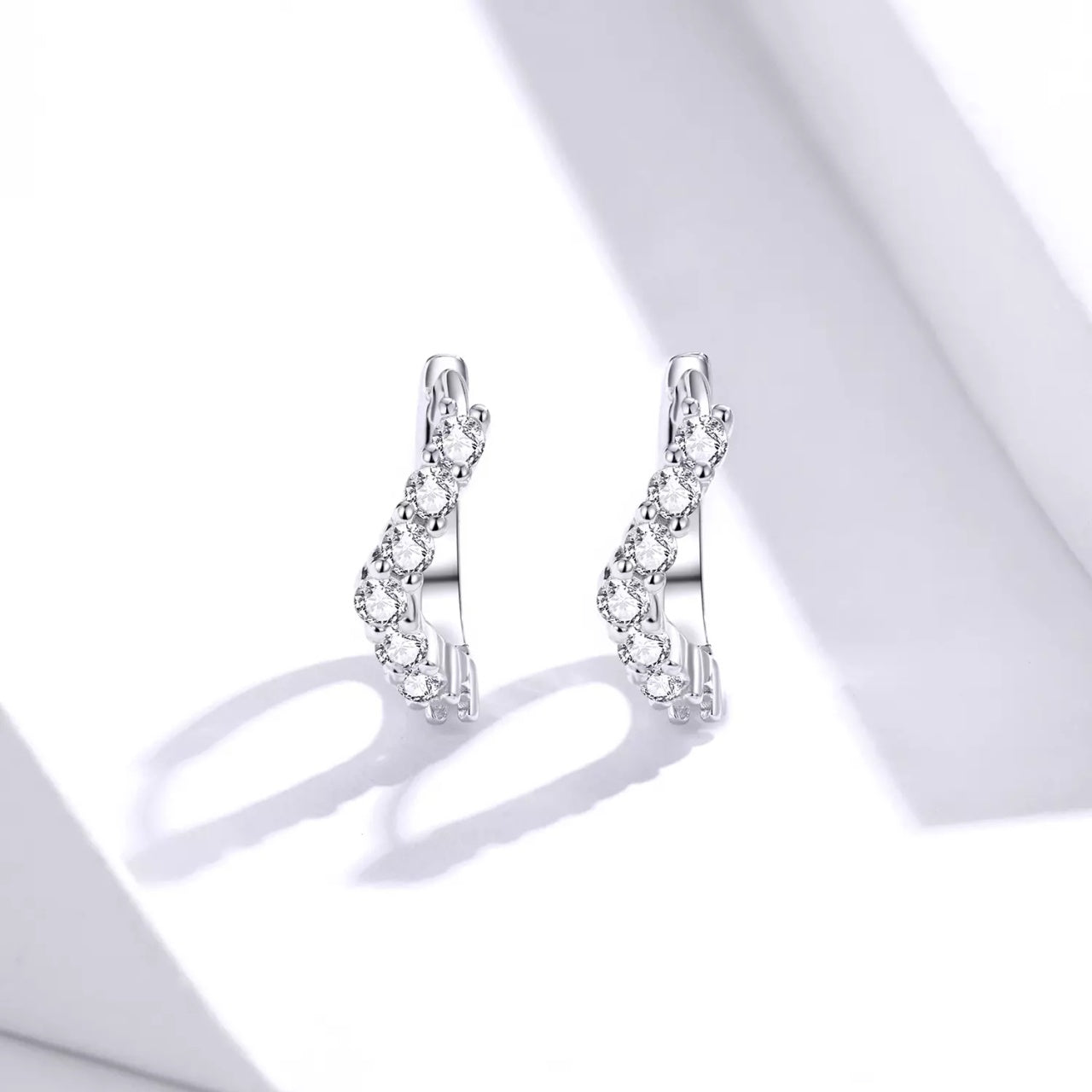 Cercei din argint Elegant Crystals Hoops, Argint 925, Pentru Femei