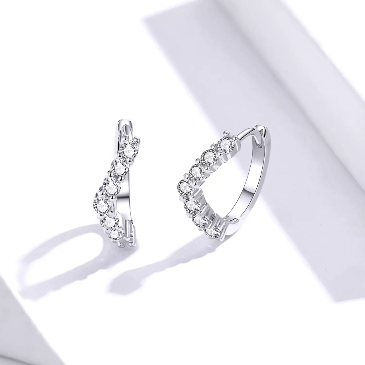 Cercei din argint Elegant Crystals Hoops, Argint 925, Pentru Femei