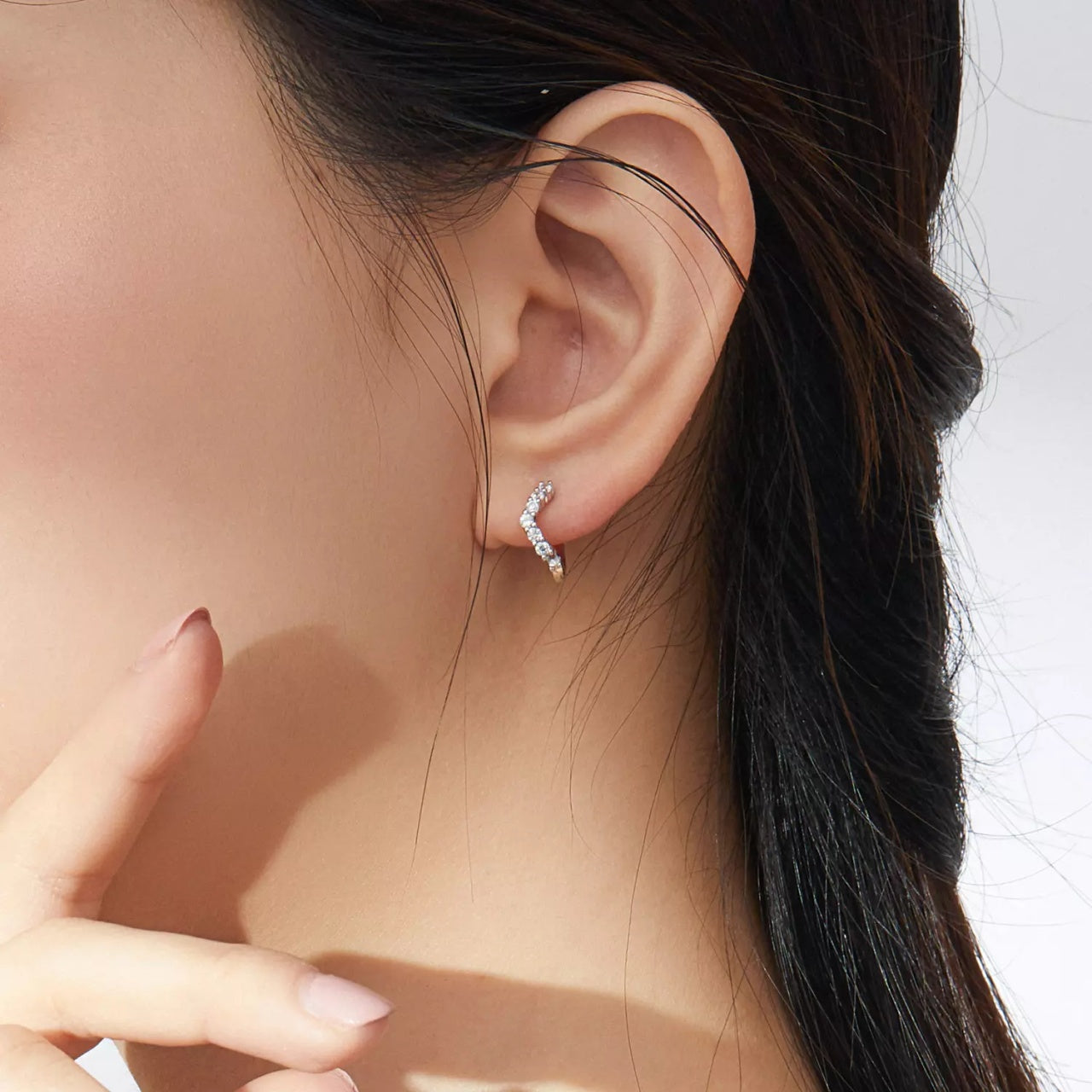 Cercei din argint Elegant Crystals Hoops, Argint 925, Pentru Femei