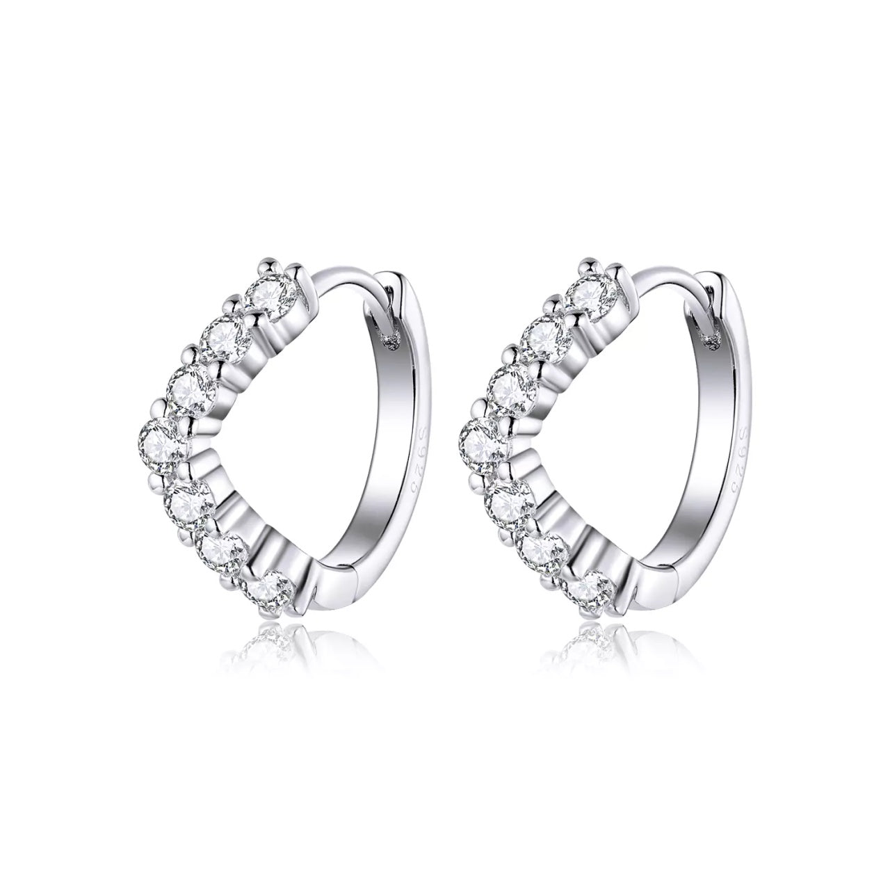 Cercei din argint Elegant Crystals Hoops, Argint 925, Pentru Femei