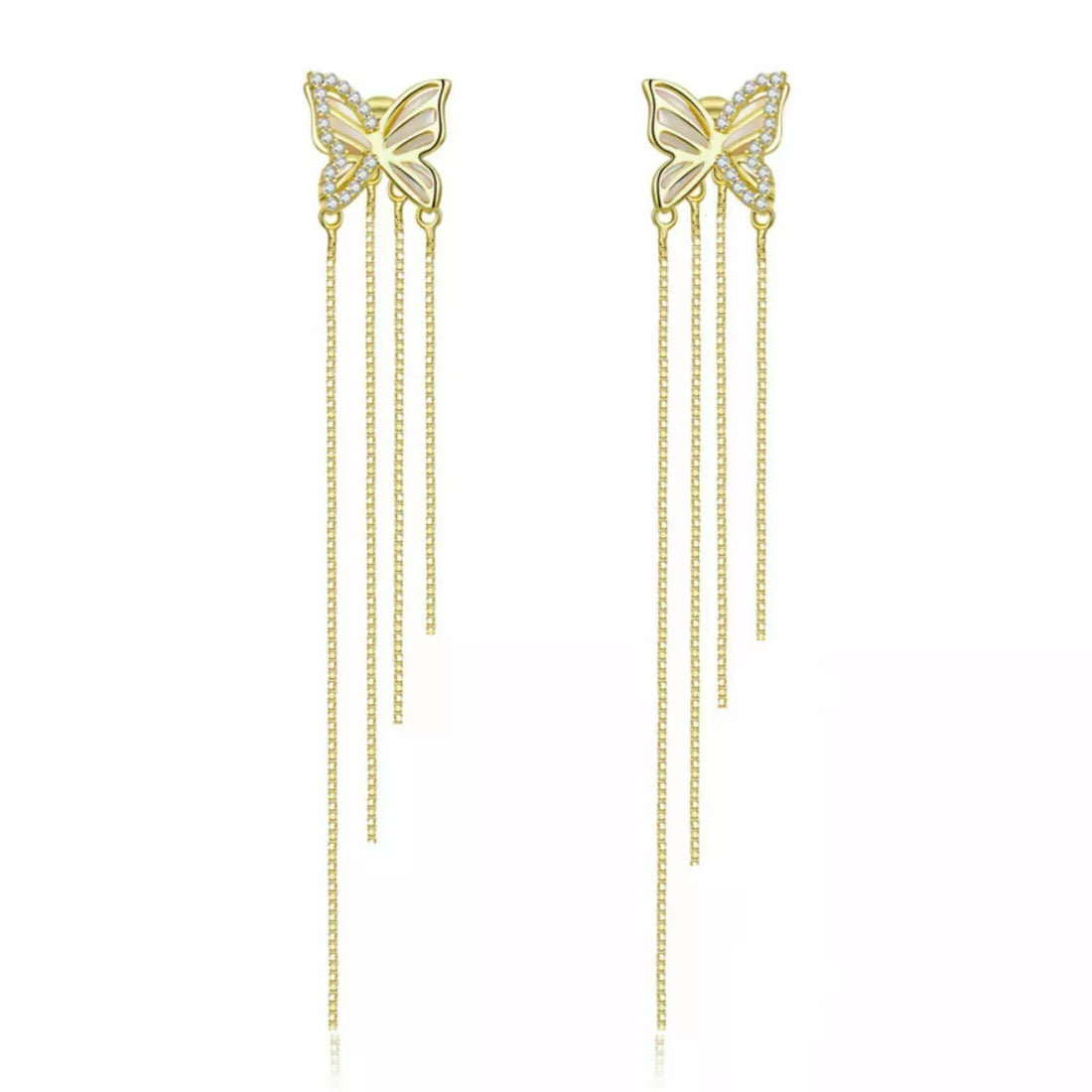 Cercei din argint Elegant Gold Butterfly, Argint 925, Pentru Femei