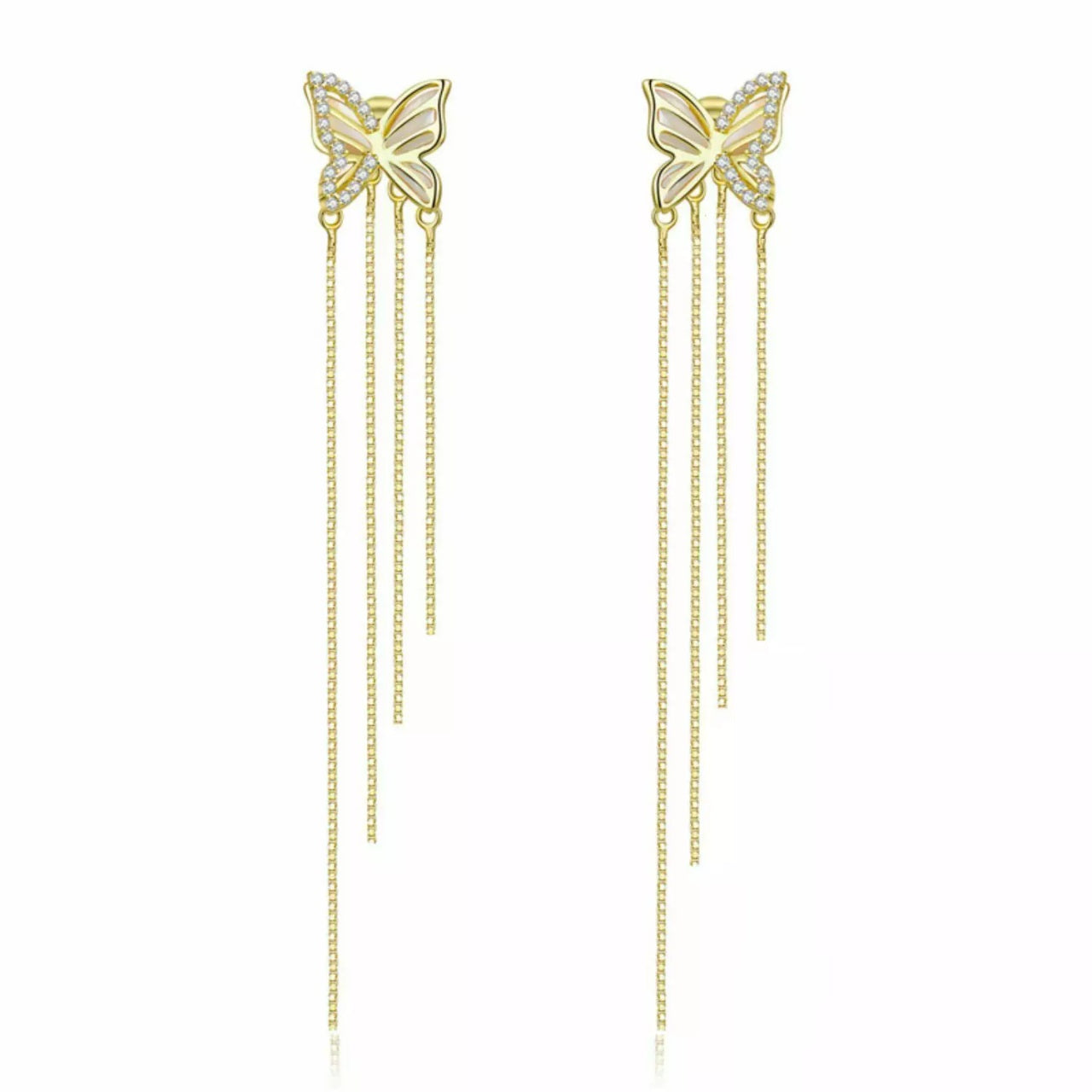 Cercei din argint Elegant Gold Butterfly, Argint 925, Pentru Femei