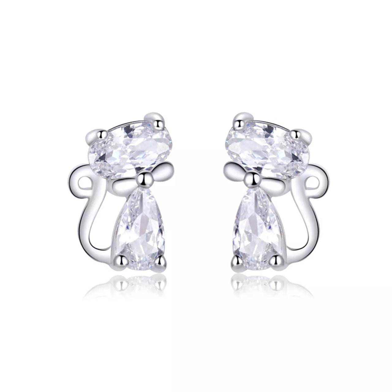 Cercei din argint Elegant Kitties, Argint 925, Pentru Femei