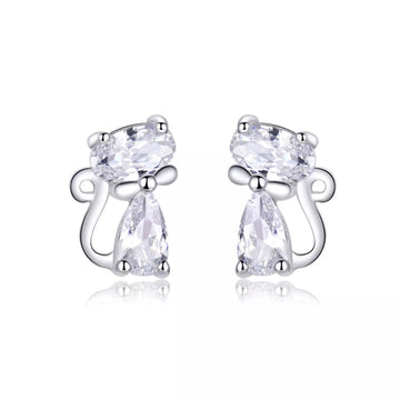 Cercei din argint Elegant Kitties, Argint 925, Pentru Femei