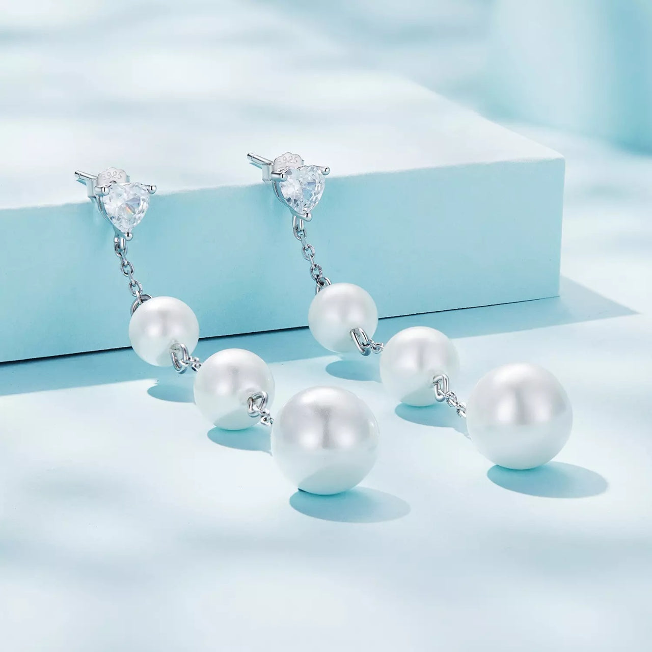 Cercei din argint Elegant Pearl Heart, Argint 925, Pentru Femei