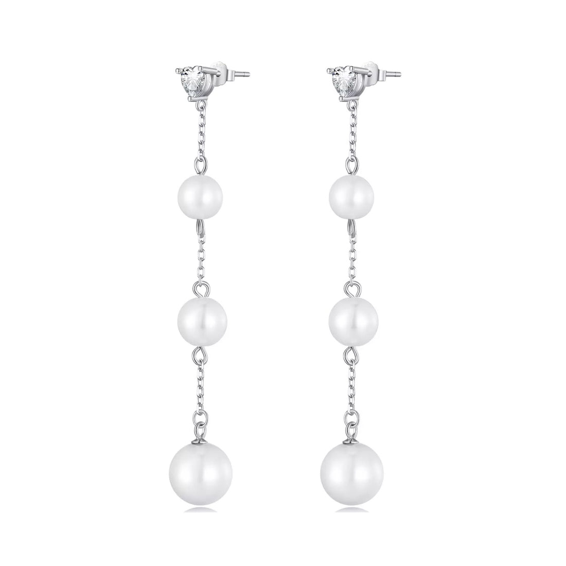 Cercei din argint Elegant Pearl Heart, Argint 925, Pentru Femei