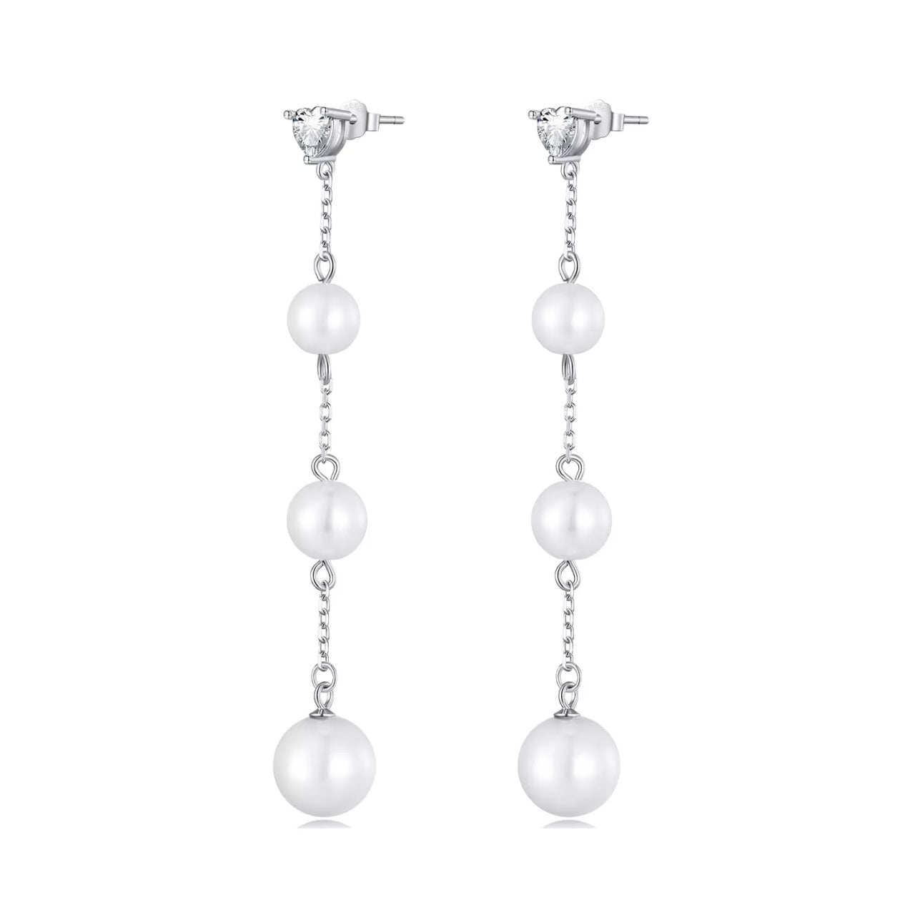 Cercei din argint Elegant Pearl Heart, Argint 925, Pentru Femei