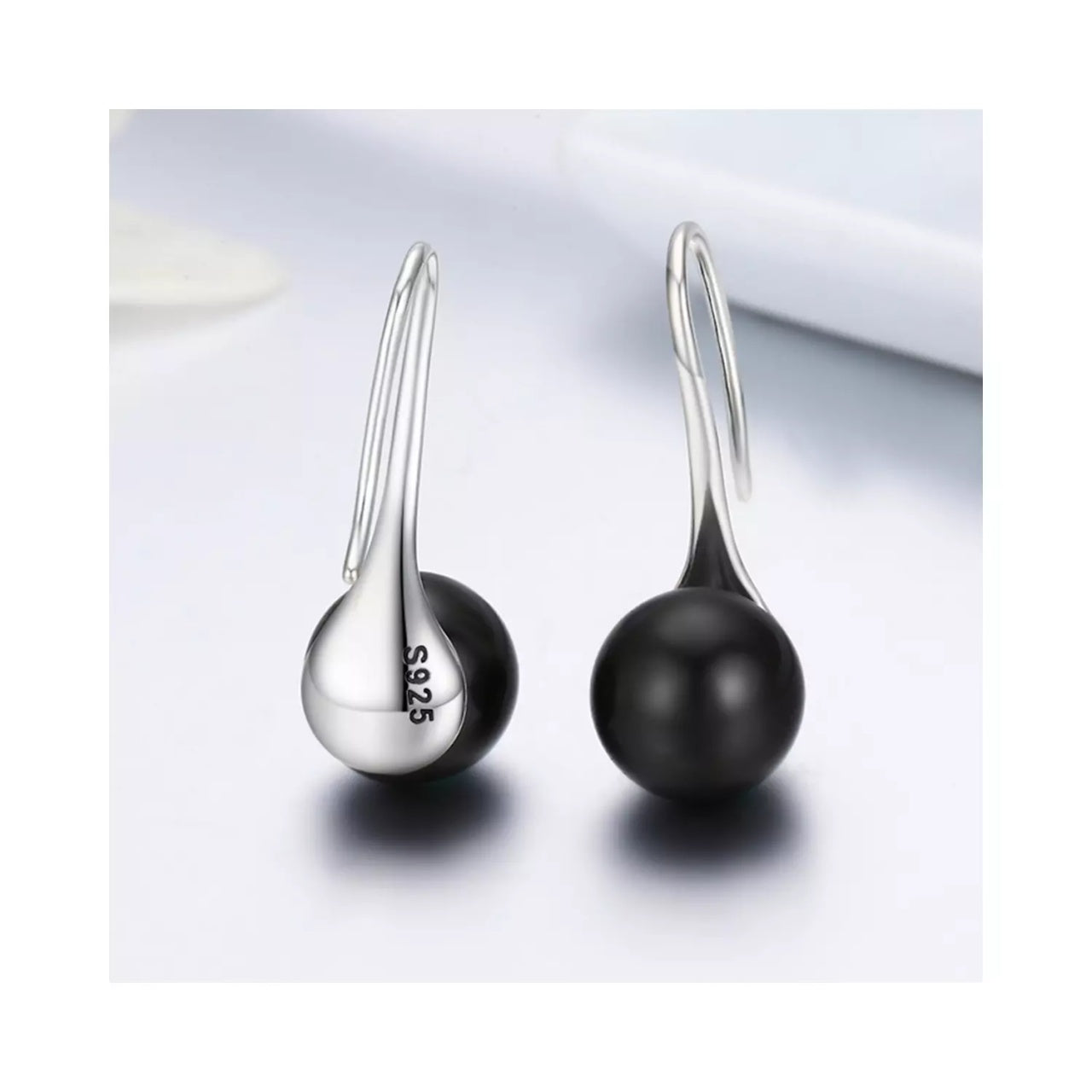 Cercei din argint Elegant Pearls black, Argint 925, Pentru Femei