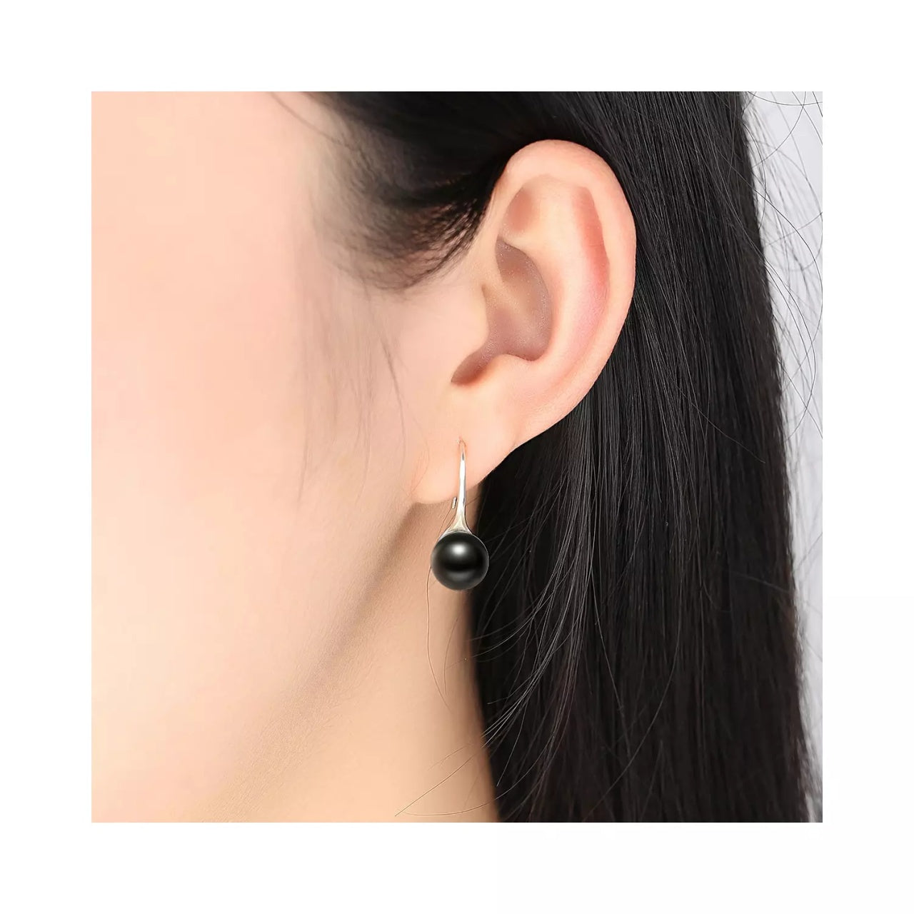 Cercei din argint Elegant Pearls black, Argint 925, Pentru Femei