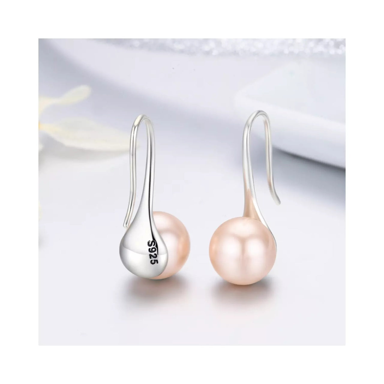 Cercei din argint Elegant Pearls champagne, Argint 925, Pentru Femei