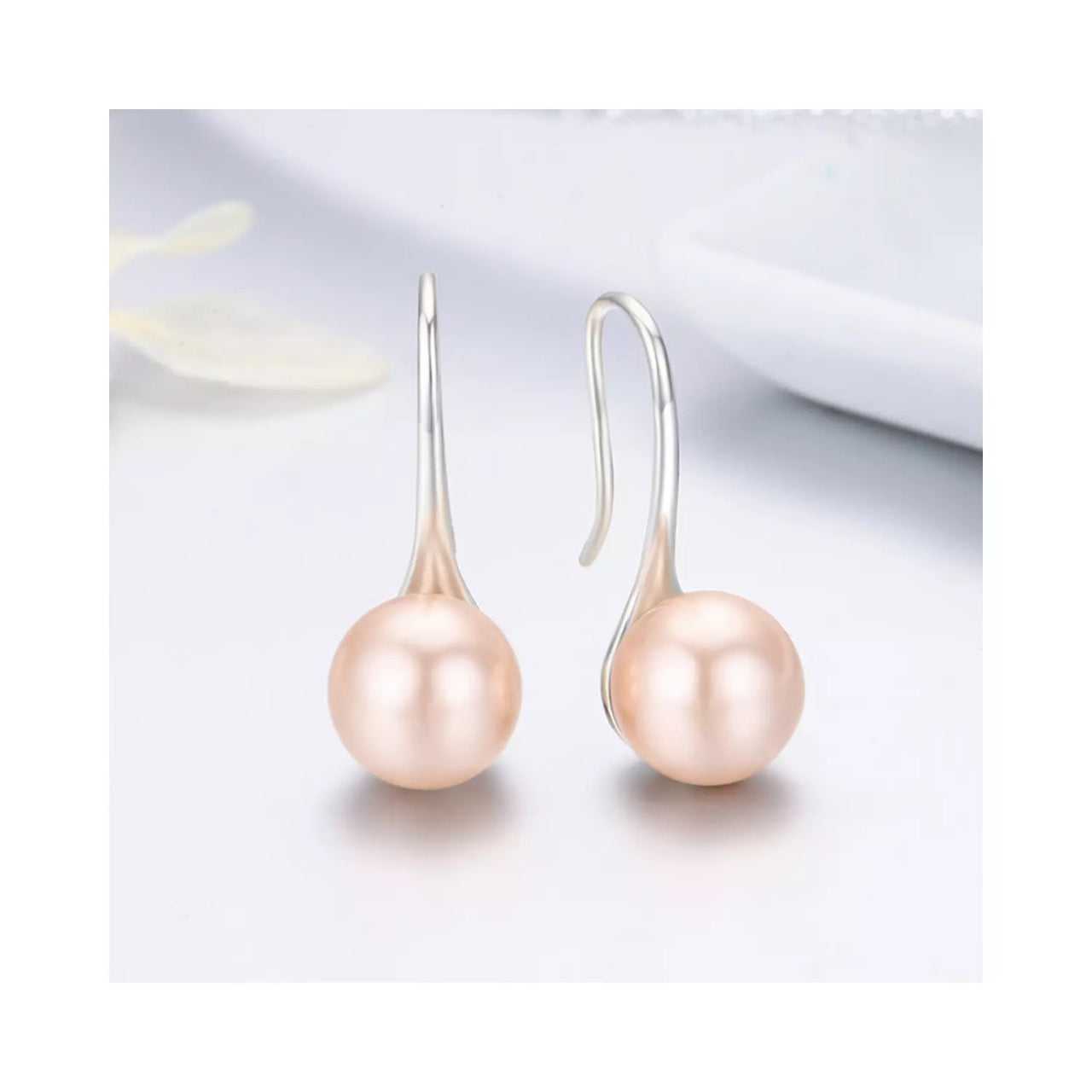 Cercei din argint Elegant Pearls champagne, Argint 925, Pentru Femei