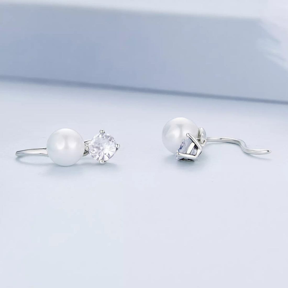Cercei din argint Elegant Pearls Shine Crystals, Argint 925, Pentru Femei
