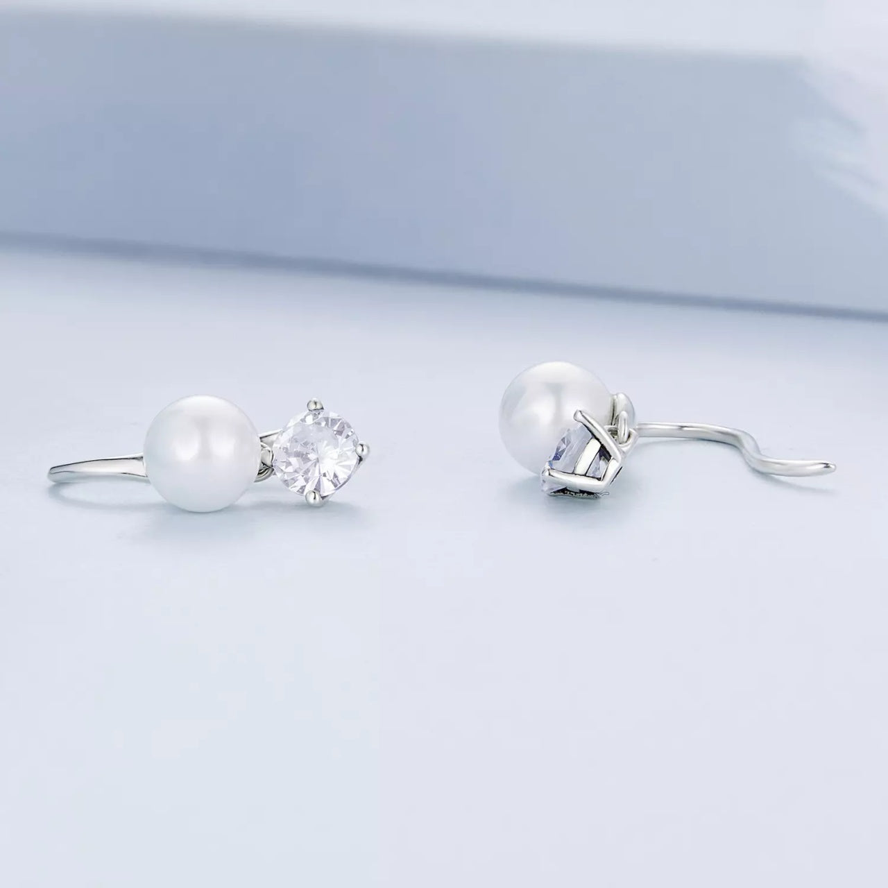 Cercei din argint Elegant Pearls Shine Crystals, Argint 925, Pentru Femei