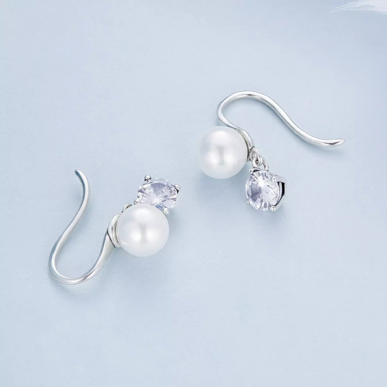 Cercei din argint Elegant Pearls Shine Crystals, Argint 925, Pentru Femei