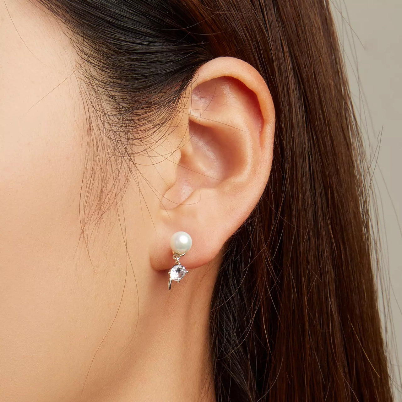 Cercei din argint Elegant Pearls Shine Crystals, Argint 925, Pentru Femei