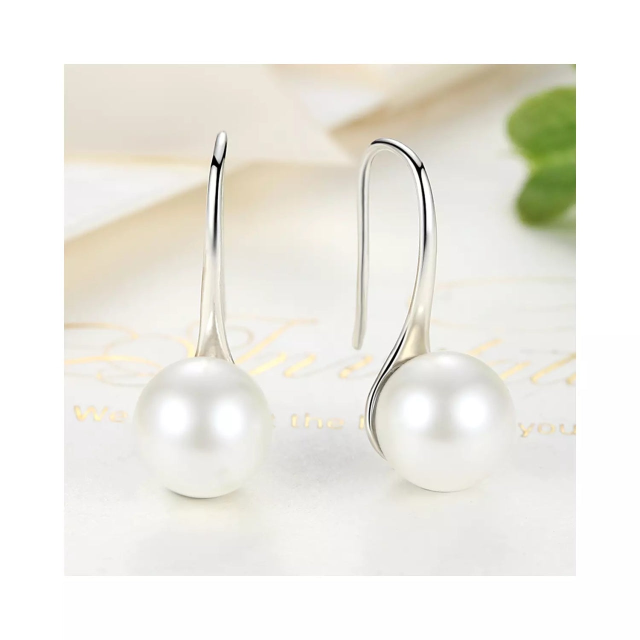 Cercei din argint Elegant Pearls white, Argint 925, Pentru Femei