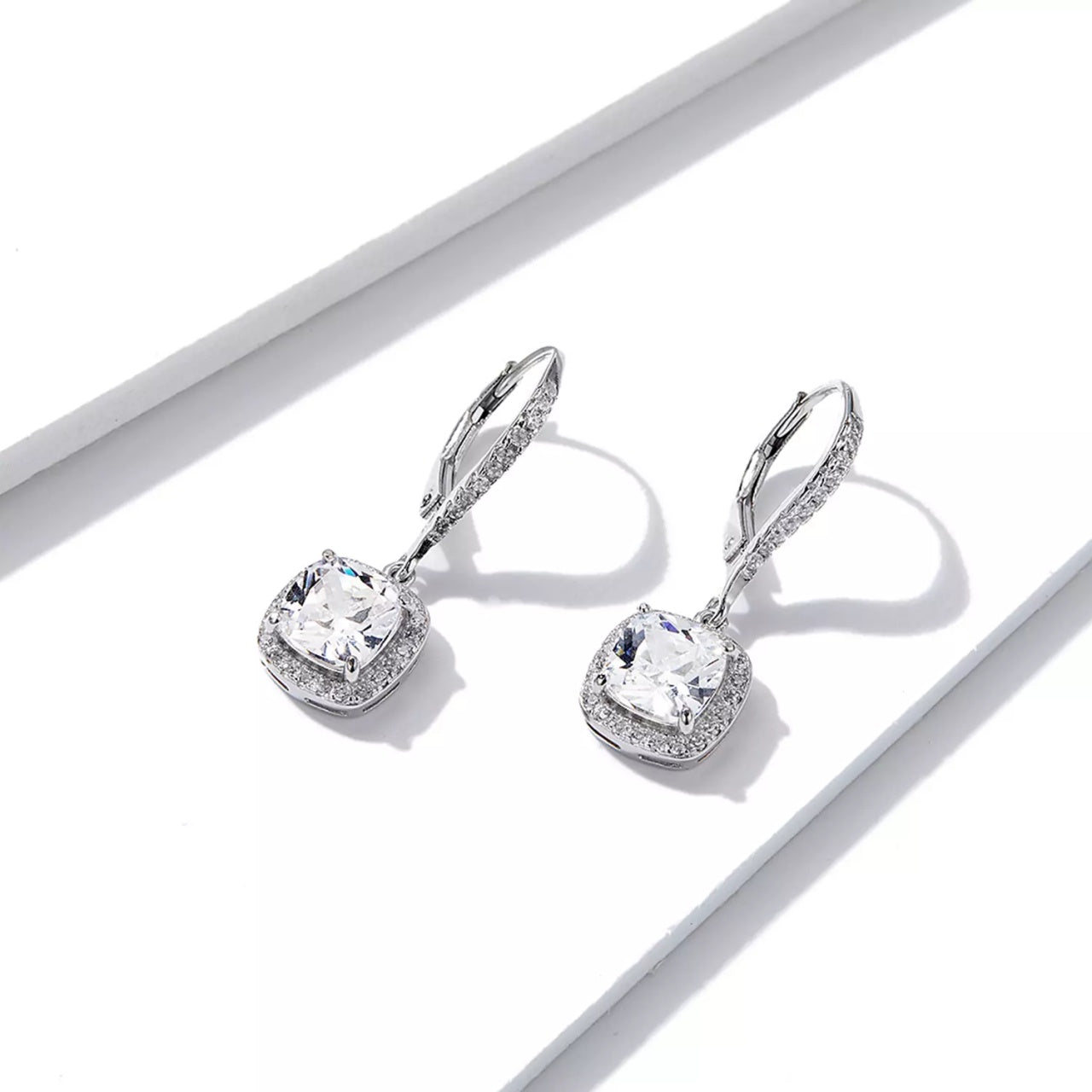 Cercei din argint Elegant Square, Argint 925, Pentru Femei