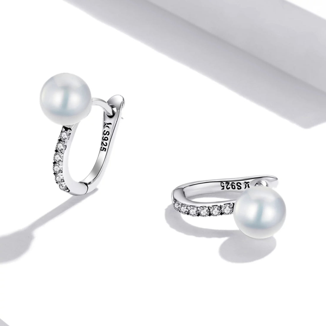 Cercei din argint Elegant Top Pearl, Argint 925, Pentru Femei 1.90g
